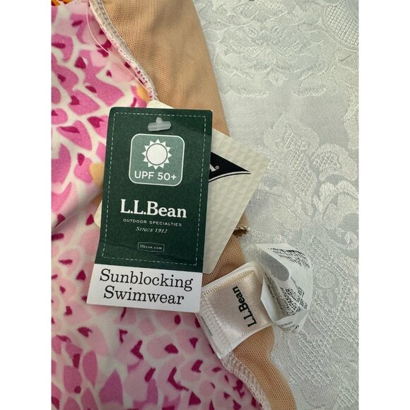 L.L. Bean sun Blocking Sz 18‎ Pink orange Floral One Piece Swimsuit Slimming New - Picture 8 of 9